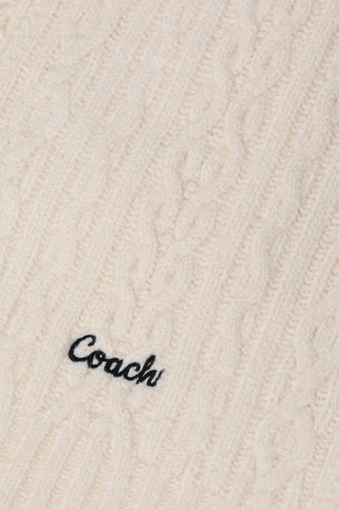 Coach szalik z domieszką wełny damski kolor beżowy gładki 29CCL89 - zdjęcie produktu nr 2