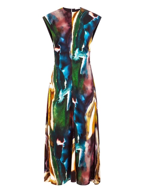 Marie Oliver Zuri abstract-print cap-sleeve dress - Yellow - zdjęcie produktu nr 1