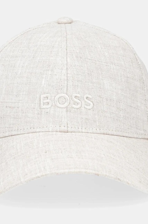 BOSS czapka z daszkiem lniana kolor beżowy gładka 50539507 - zdjęcie produktu nr 2