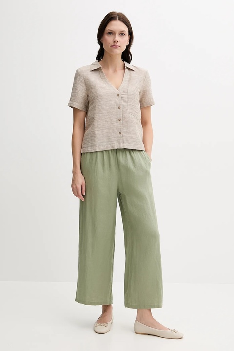 United Colors of Benetton spodnie lniane damskie kolor zielony proste high waist 4AGHDF09G - zdjęcie produktu nr 2
