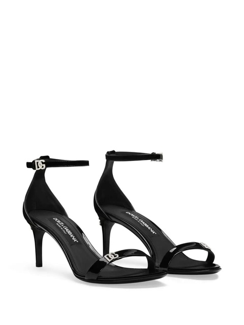 Dolce & Gabbana logo-plaque patent-leather sandals - Black - zdjęcie produktu nr 2