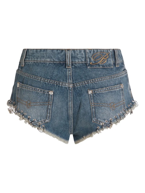 Blumarine frayed-hem embellished shorts - Blue - zdjęcie produktu nr 2