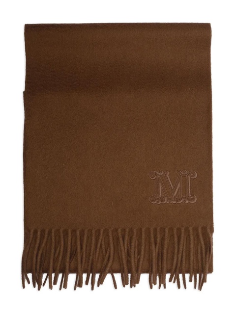 Max Mara embroidered-logo fringe scarf - Brown - zdjęcie produktu nr 1