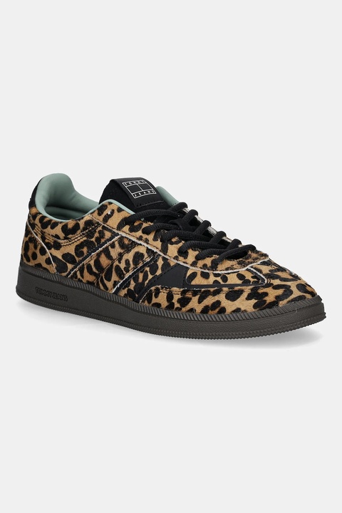 Tommy Jeans sneakersy skórzane THE GREENWICH EDGE LEOPARD damskie kolor brązowy EN0EN02904 - zdjęcie produktu nr 1