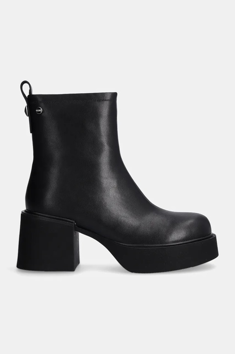 GOE botki skórzane damskie kolor czarny na słupku OO2N4161 BLACK - zdjęcie produktu nr 2