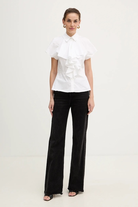 Karl Lagerfeld koszula bawełniana damska kolor biały slim z kołnierzykiem klasycznym A3W11035 - zdjęcie produktu nr 2