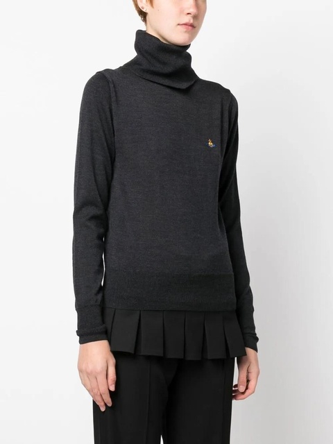 Vivienne Westwood logo-embroidered roll neck jumper - Grey - zdjęcie produktu nr 2
