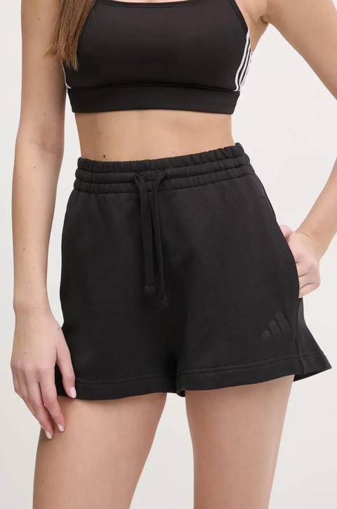 adidas szorty bawełniane ALL SZN damskie kolor czarny gładkie high waist JJ4920 - zdjęcie produktu nr 1