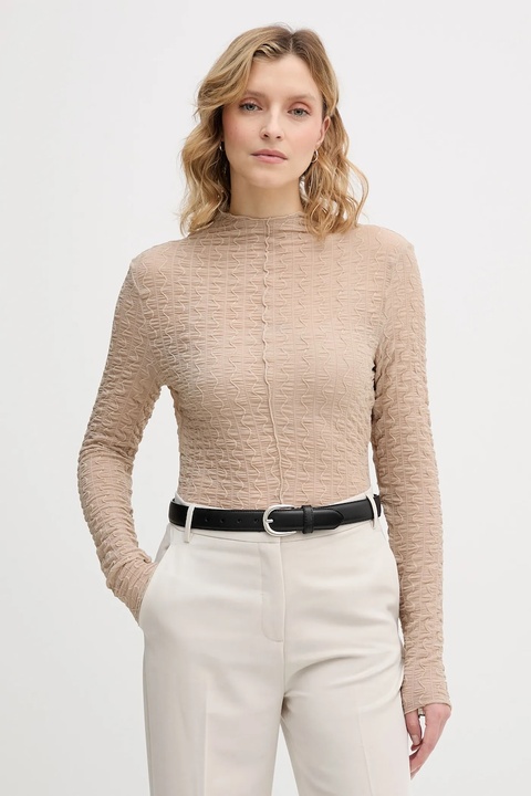 Sisley bluzka damska kolor beżowy gładka 3ELRL108B - zdjęcie produktu nr 1