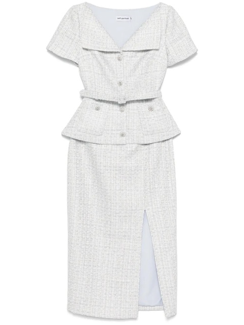 Self-Portrait bouclé midi dress - Blue - zdjęcie produktu nr 1