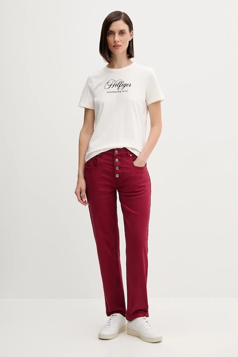 Tommy Hilfiger t-shirt bawełniany damski kolor beżowy WW0WW46120 - zdjęcie produktu nr 2