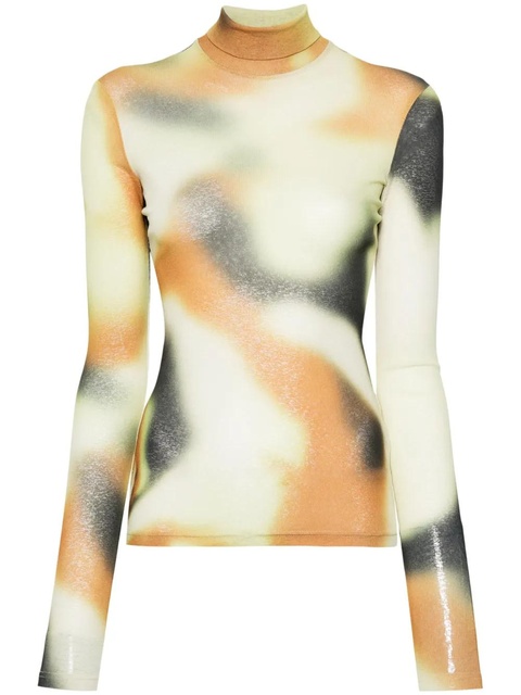 Nanushka smudged graffiti-print top - Yellow - zdjęcie produktu nr 1
