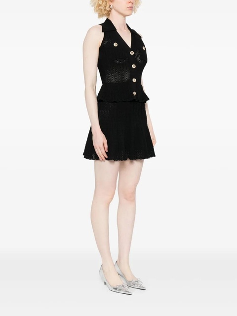 Self-Portrait pointelle-knit dress - Black - zdjęcie produktu nr 2