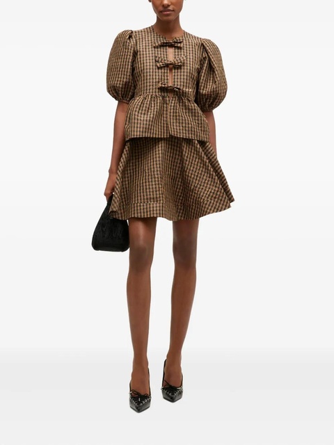 GANNI Gingham Skirt - Brown - zdjęcie produktu nr 2