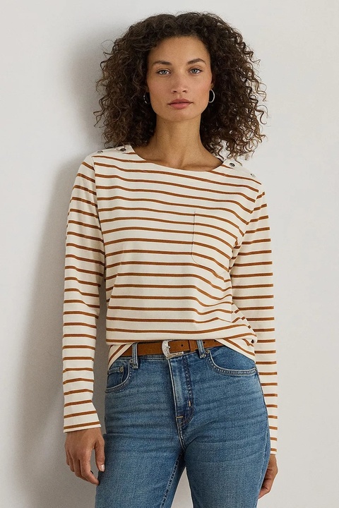 Lauren Ralph Lauren longsleeve bawełniany damskie kolor beżowy 200980155 - zdjęcie produktu nr 1