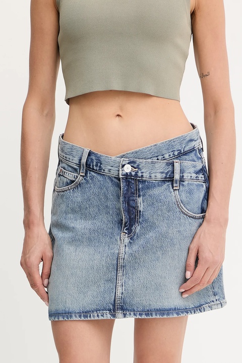 Guess spódnica jeansowa GAIA kolor granatowy mini prosta W5YD1C D5QKB - zdjęcie produktu nr 1