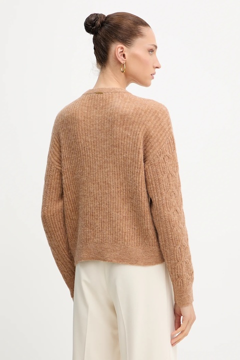 Twinset sweter z dodatkiem wełny damski kolor brązowy 252LL3HCC - zdjęcie produktu nr 1