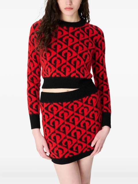 Marine Serre Moon lozenge-knit miniskirt - Red - zdjęcie produktu nr 2