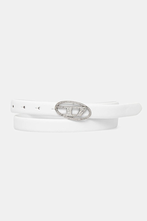 Diesel pasek skórzany OVAL D LOGO B-1DR STRASS 20 damski kolor biały X09972.P6364 - zdjęcie produktu nr 1