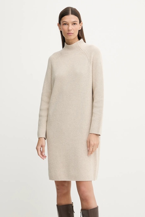 Marc O'Polo sukienka z dodatkiem wełny kolor beżowy mini prosta 600605967001 - zdjęcie produktu nr 1