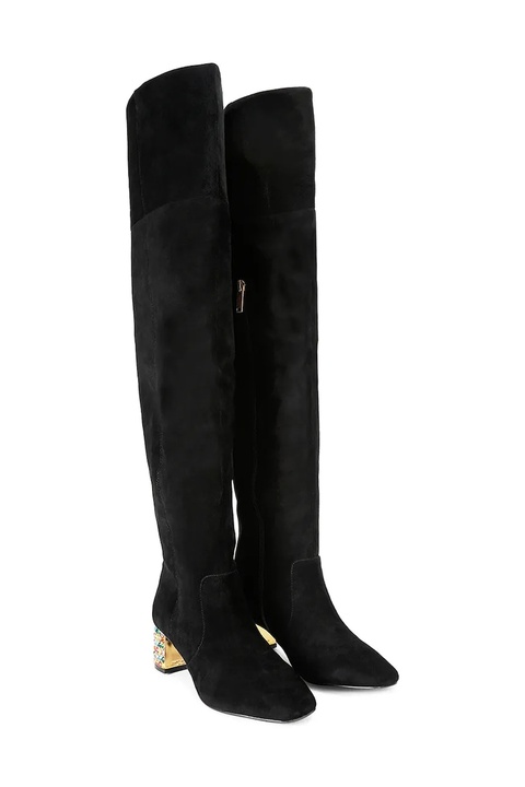 Kurt Geiger London kozaki zamszowe Chelsea Block Otk Boot damskie kolor czarny na słupku 5003300209 - zdjęcie produktu nr 1