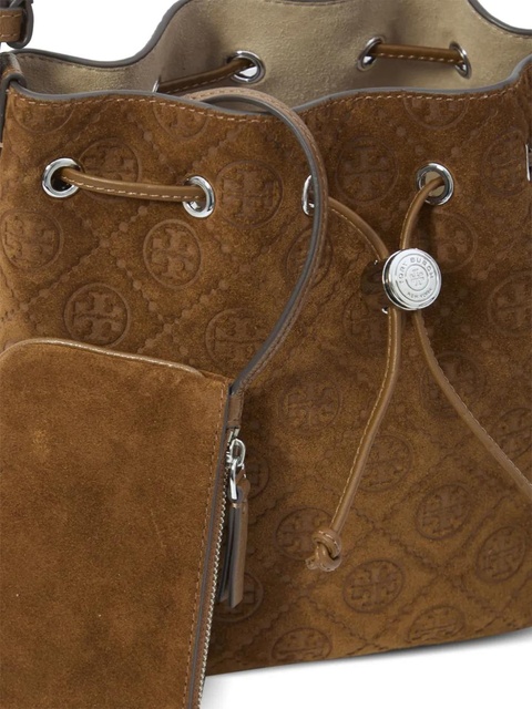 Tory Burch T Monogram suede bucket bag - Brown - zdjęcie produktu nr 2