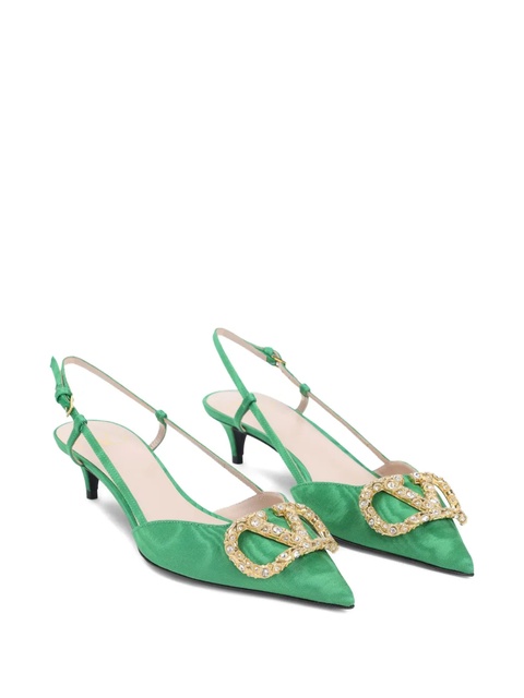 Valentino Garavani 45mm crystal-embellishment slingback pumps - Green - zdjęcie produktu nr 1