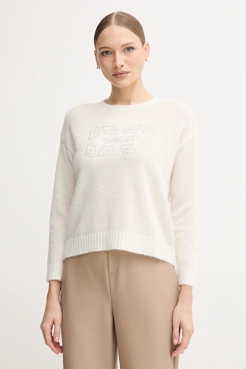 Gaudi sweter z dodatkiem wełny damski kolor beżowy 521BD53009 - zdjęcie produktu nr 1