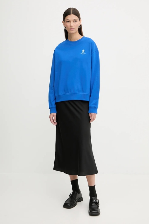 Marc O'Polo bluza bawełniana damska kolor niebieski z nadrukiem 5000009350 - zdjęcie produktu nr 2