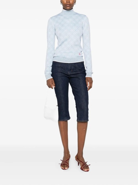 Casablanca geometric-pattern mock-neck top - Blue - zdjęcie produktu nr 1