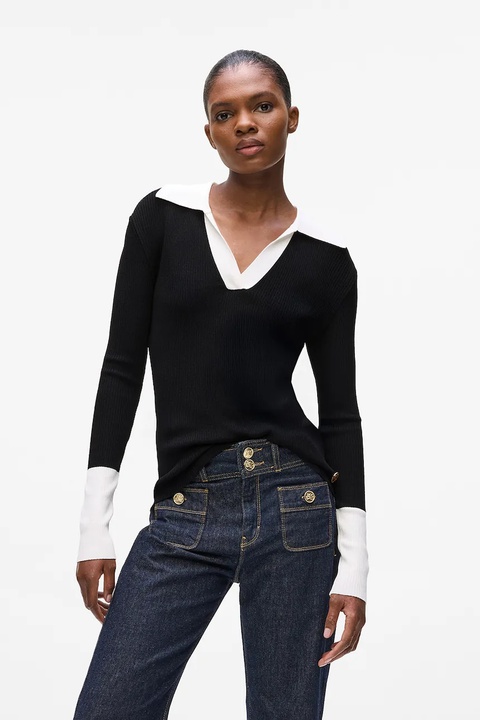 Karl Lagerfeld sweter damski kolor czarny lekki A4W18043 - zdjęcie produktu nr 1