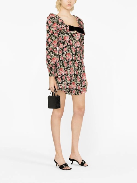 Alessandra Rich rose-print silk minidress - Black - zdjęcie produktu nr 2