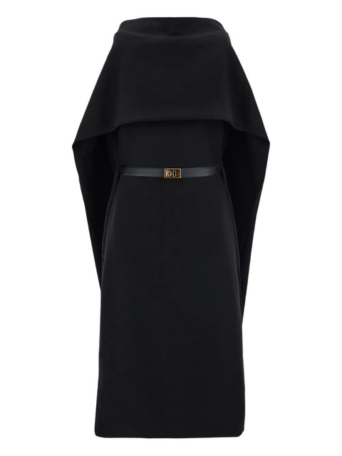 Ferragamo shawl-collar belted midi dress - Black - zdjęcie produktu nr 1