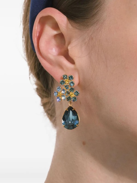 Jennifer Behr Lauretta crystal-flower pear-drop earrings - Gold - zdjęcie produktu nr 2