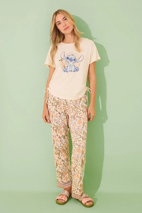 women'secret piżama bawełniana LILO & STITCH damska kolor beżowy bawełniana 3139903 - zdjęcie produktu nr 1