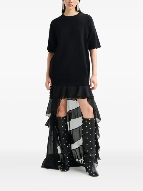 Essentiel Antwerp Imaille ruffled sheer mini dress - Black - zdjęcie produktu nr 2