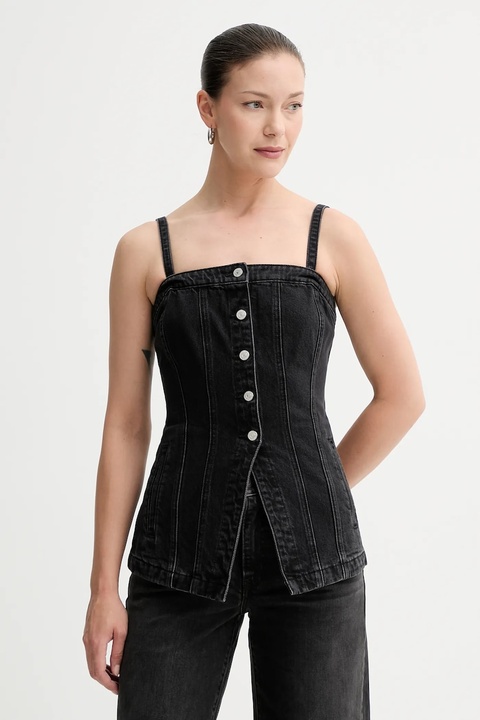 Levi's top jeansowy damska kolor czarny gładka 003Z5 - zdjęcie produktu nr 1