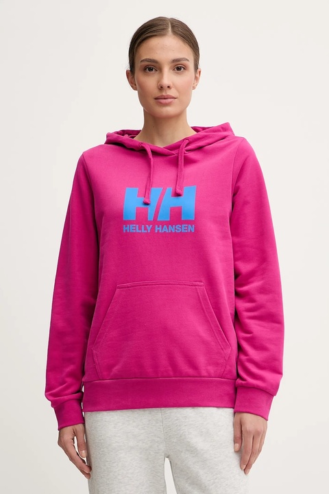 Helly Hansen bluza bawełniana HH LOGO 2.0 damska kolor różowy z kapturem z nadrukiem 34460 - zdjęcie produktu nr 1