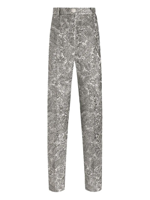 Dolce & Gabbana floral-jacquard trousers - Silver - zdjęcie produktu nr 1