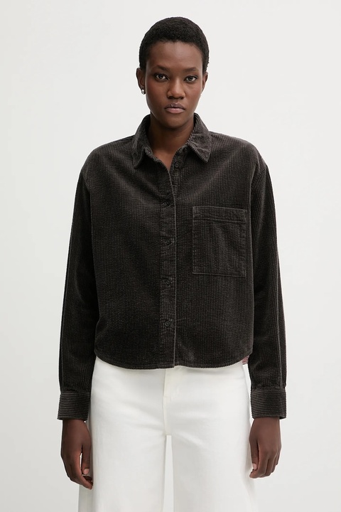 Marc O'Polo koszula sztruksowa damska kolor brązowy relaxed z kołnierzykiem klasycznym 5000007448 - zdjęcie produktu nr 1