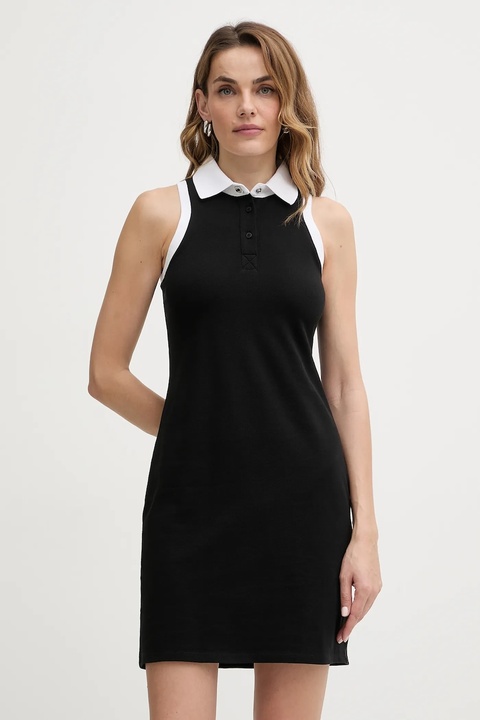 Karl Lagerfeld sukienka bawełniana IKON kolor czarny mini prosta B1W13032 - zdjęcie produktu nr 1