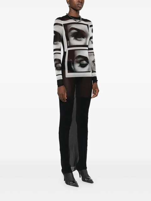 Jean Paul Gaultier face-print mesh maxi dress - Black - zdjęcie produktu nr 2