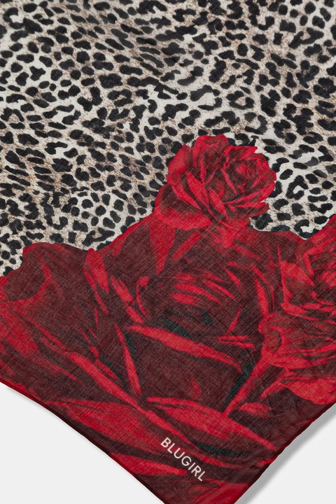 Blugirl Blumarine chusta z domieszką wełny damski kolor bordowy wzorzysty PF5017.T0300 - zdjęcie produktu nr 2