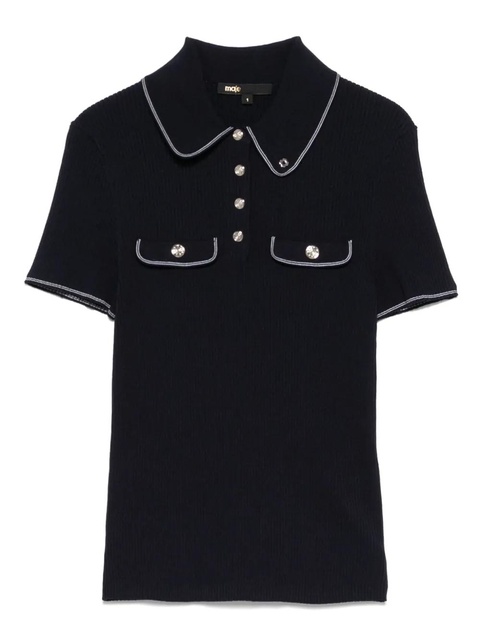 Maje contrast-trim polo shirt - Blue - zdjęcie produktu nr 1