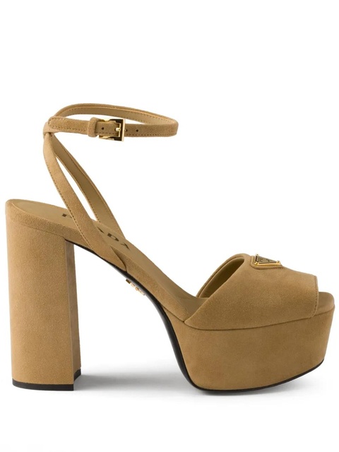 Prada 115mm suede platform sandals - Brown - zdjęcie produktu nr 1