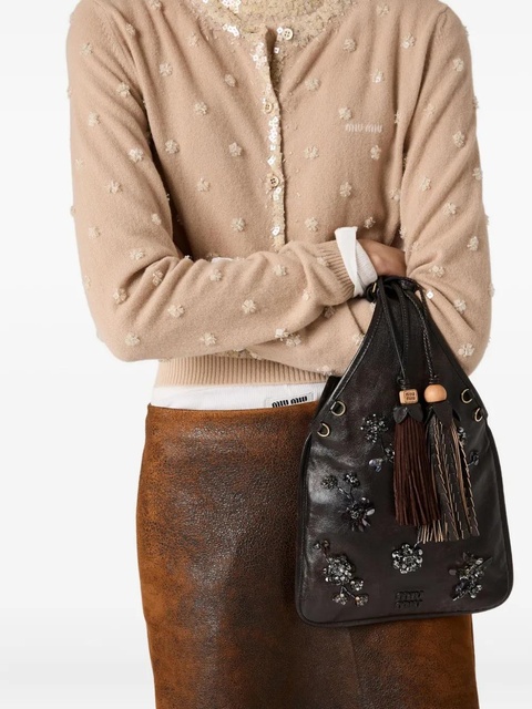Miu Miu leather tote bag - Brown - zdjęcie produktu nr 1