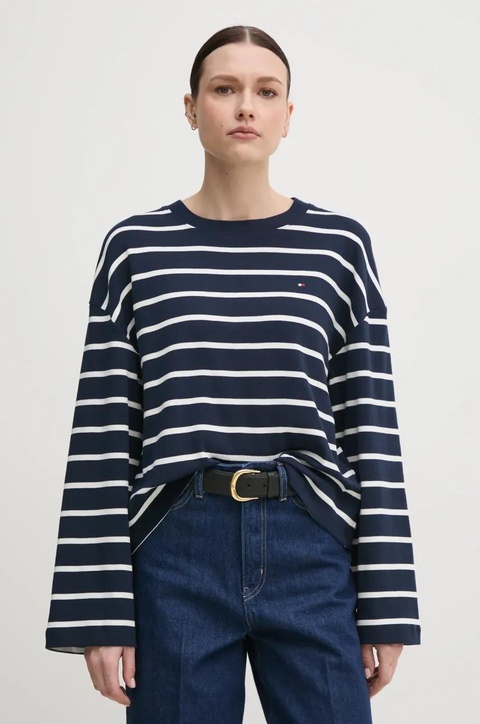 Tommy Hilfiger longsleeve bawełniany kolor granatowy WW0WW45519 - zdjęcie produktu nr 1