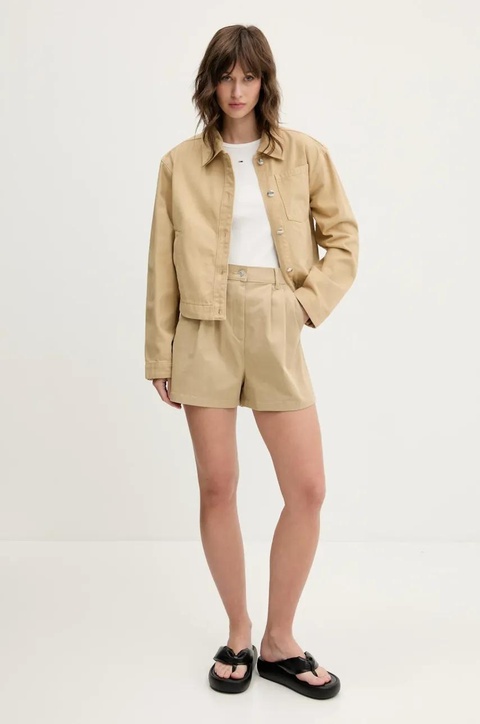 Tommy Jeans szorty damskie kolor beżowy gładkie high waist DW0DW21643 - zdjęcie produktu nr 2
