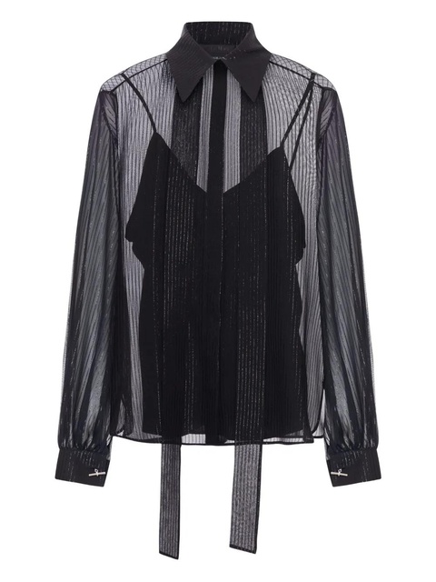 Max Mara striped silk chiffon shirt - Black - zdjęcie produktu nr 1