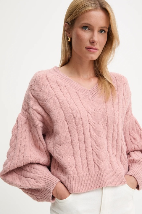 Answear.LAB sweter z wełną damski kolor różowy ciepły - zdjęcie produktu nr 1